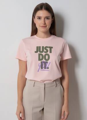 T-shirt sérigraphie floquée manches courtes rose NIKE femme