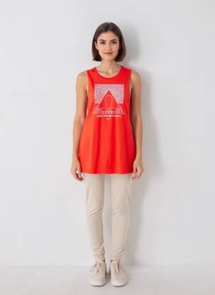 Débardeur coupe droite sans manche rouge NIKE femme