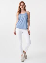 T-shirt sérigraphie floquée fines bretelles bleu NIKE femme