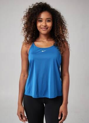 T-shirt sérigraphie floquée fines bretelles bleu NIKE femme