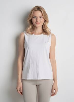 Débardeur sérigraphie floquée sans manche blanc NIKE femme