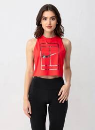Top stretch sans manche rouge NIKE femme