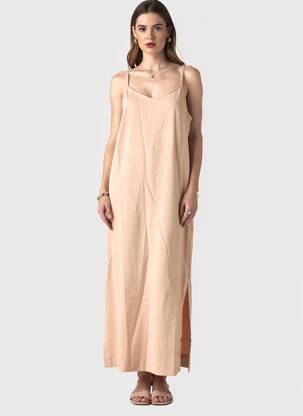Robe longue coupe cintrée fines bretelles beige NIKE femme