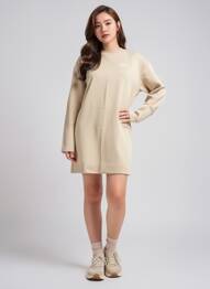 Robe courte manches longues manches longues beige NIKE femme