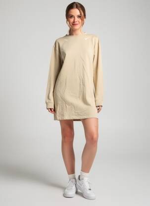 Robe courte manches longues manches longues beige NIKE femme