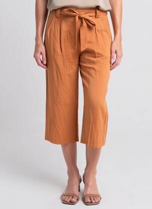 Pantacourt taille élastique taille normale orange COULEURS DU TEMPS femme