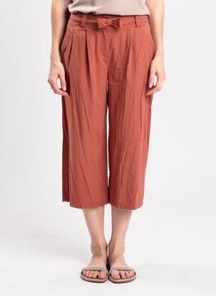 Pantacourt taille élastique taille normale rouge COULEURS DU TEMPS femme