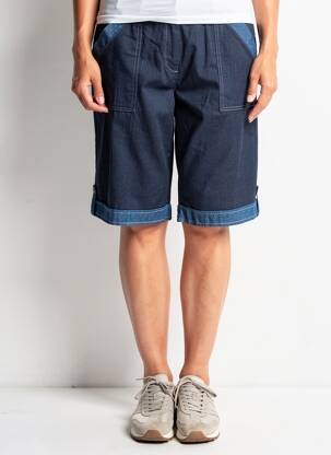 Bermuda tissage popeline taille normale bleu GUY DUBOUIS femme