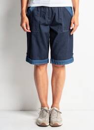Bermuda tissage popeline taille normale bleu GUY DUBOUIS femme