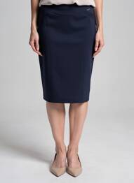 Jupe mi-longue coupe droite bleu FRANCE RIVOIRE femme