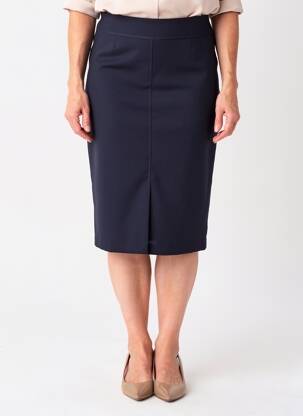 Jupe mi-longue stretch bleu GUY DUBOUIS femme