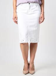 Jupe mi-longue coupe droite blanc MERI & ESCA femme