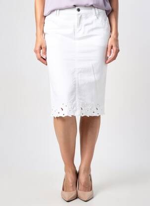 Jupe mi-longue coupe droite blanc MERI & ESCA femme