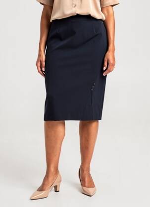 Jupe mi-longue coupe droite bleu FRANCE RIVOIRE femme