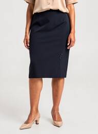 Jupe mi-longue coupe droite bleu FRANCE RIVOIRE femme
