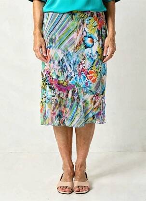 Jupe mi-longue taille normale bleu GUY DUBOUIS femme