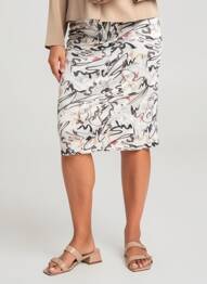 Jupe mi-longue coupe droite beige GUY DUBOUIS femme