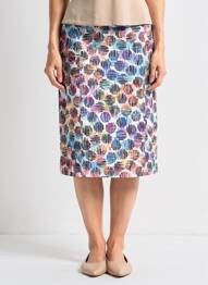 Jupe mi-longue taille à pinces bleu GUY DUBOUIS femme