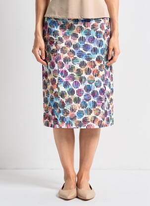 Jupe mi-longue taille à pinces bleu GUY DUBOUIS femme