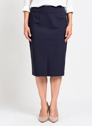Jupe mi-longue taille à pinces bleu GUY DUBOUIS femme