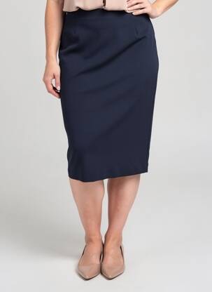 Jupe mi-longue taille à pinces bleu GUY DUBOUIS femme