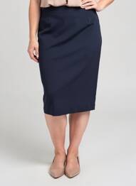 Jupe mi-longue taille à pinces bleu GUY DUBOUIS femme