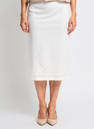Jupe mi-longue taille à pinces beige GUY DUBOUIS femme