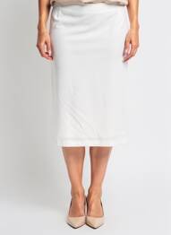 Jupe mi-longue taille à pinces beige GUY DUBOUIS femme