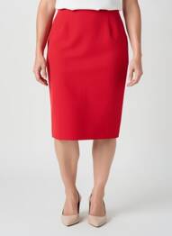 Jupe mi-longue taille à pinces rouge GUY DUBOUIS femme