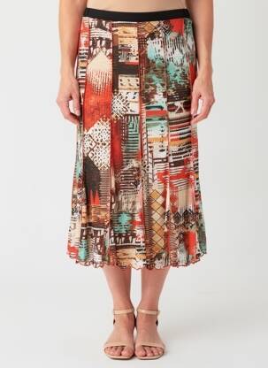 Jupe mi-longue taille élastique rouge GUY DUBOUIS femme
