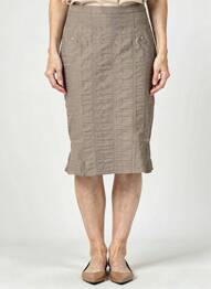 Jupe mi-longue coupe droite marron GUY DUBOUIS femme