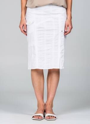Jupe mi-longue coupe droite blanc GUY DUBOUIS femme