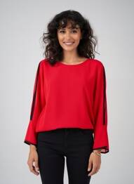 Blouse col rond manches longues rouge COULEURS DU TEMPS femme