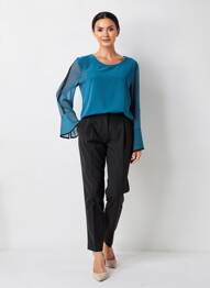 Blouse col rond manches longues bleu COULEURS DU TEMPS femme