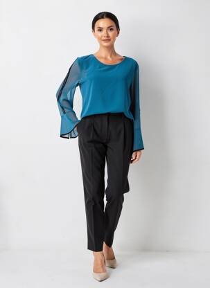 Blouse col rond manches longues bleu COULEURS DU TEMPS femme