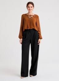 Blouse manches longues manches longues marron COULEURS DU TEMPS femme