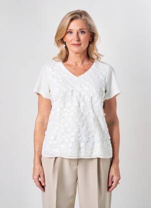 Top manches courtes manches courtes blanc GUY DUBOUIS femme