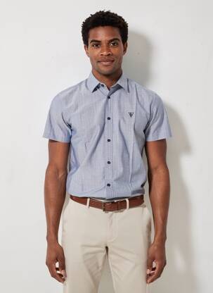 Chemise manches courtes coupe cintrée bleu CAMBERABERO homme