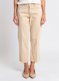 Pantalon 7/8 fermeture zippée sous rabat boutonné beige ANNA MONTANA femme