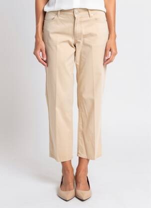 Pantalon 7/8 fermeture zippée sous rabat boutonné beige ANNA MONTANA femme