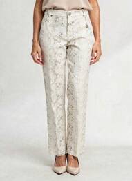 Pantalon droit fermeture zippée sous rabat boutonné gris ANNA MONTANA femme