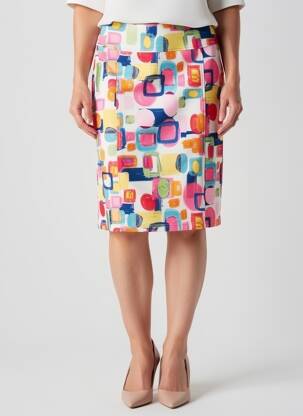 Jupe mi-longue taille élastique rose GUY DUBOUIS femme