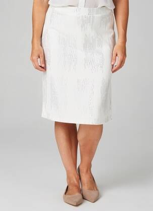 Jupe mi-longue stretch blanc GUY DUBOUIS femme