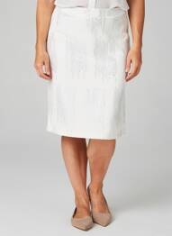 Jupe mi-longue stretch blanc GUY DUBOUIS femme
