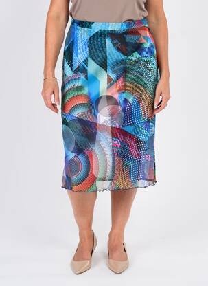 Jupe mi-longue taille normale bleu GUY DUBOUIS femme