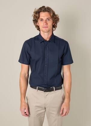 Chemise manches courtes coupe cintrée bleu CAMBERABERO homme