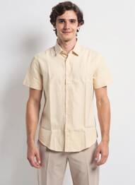 Chemise manches courtes coupe cintrée beige CAMBERABERO homme