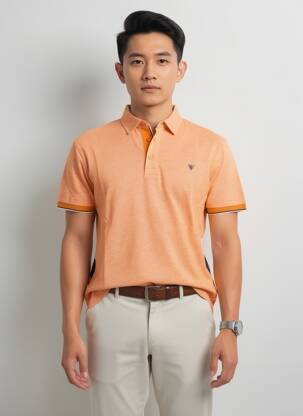 Polo coupe cintrée manches courtes orange CAMBERABERO homme