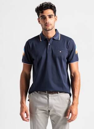 Polo coupe cintrée manches courtes bleu CAMBERABERO homme