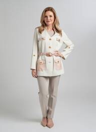 Veste chic col v beige GUY DUBOUIS femme